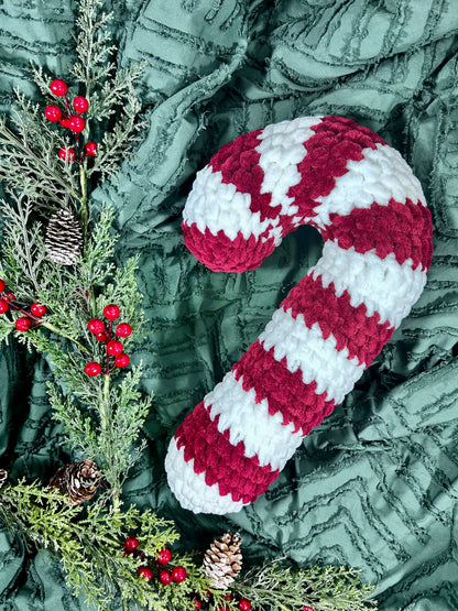 Candy Cane Crochet Pillow