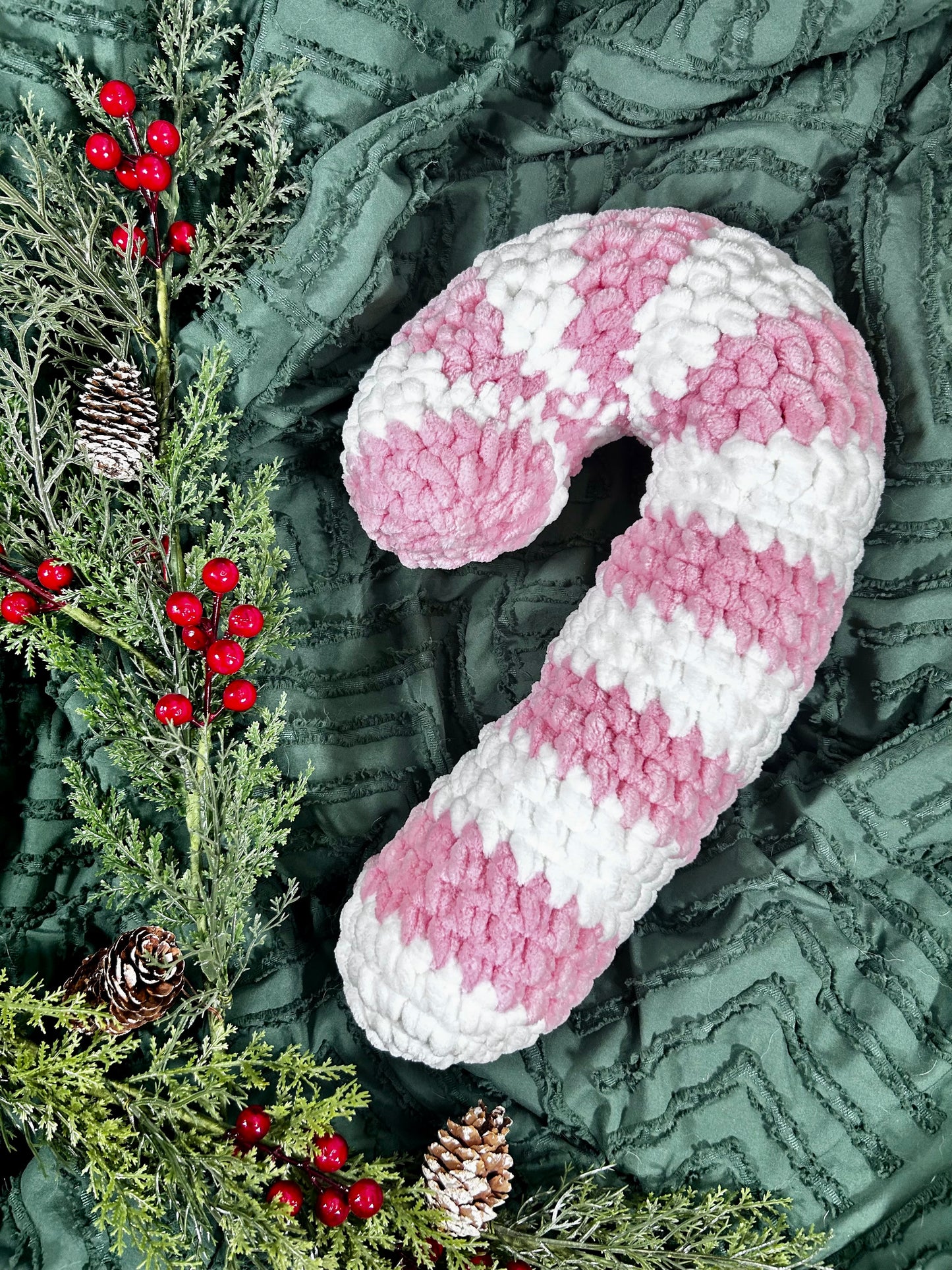 Candy Cane Crochet Pillow